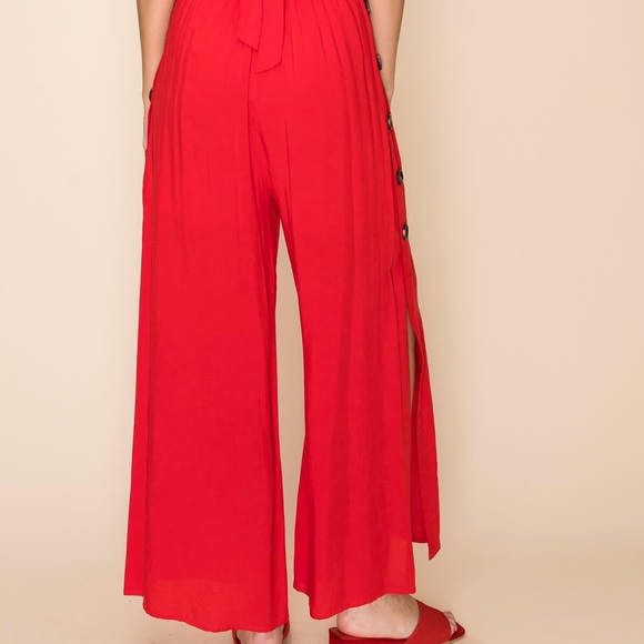 Only 1 Left! ❤️ Wardrobe Essential-Spaghetti Strap Jumpsuit w/ Buttonside Pants - Picture 6 of 8